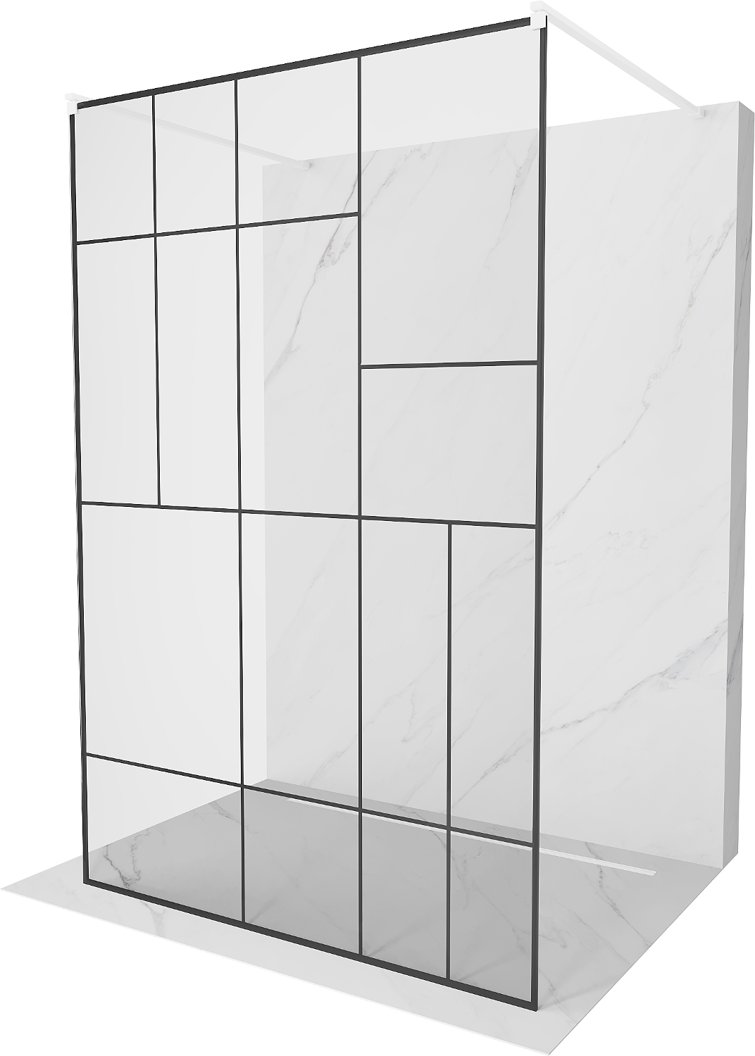 Mexen Kioto ścianka prysznicowa wolnostojąca 130 x 200 cm, czarny wzór 8 mm, biała - 800-130-002-20-78